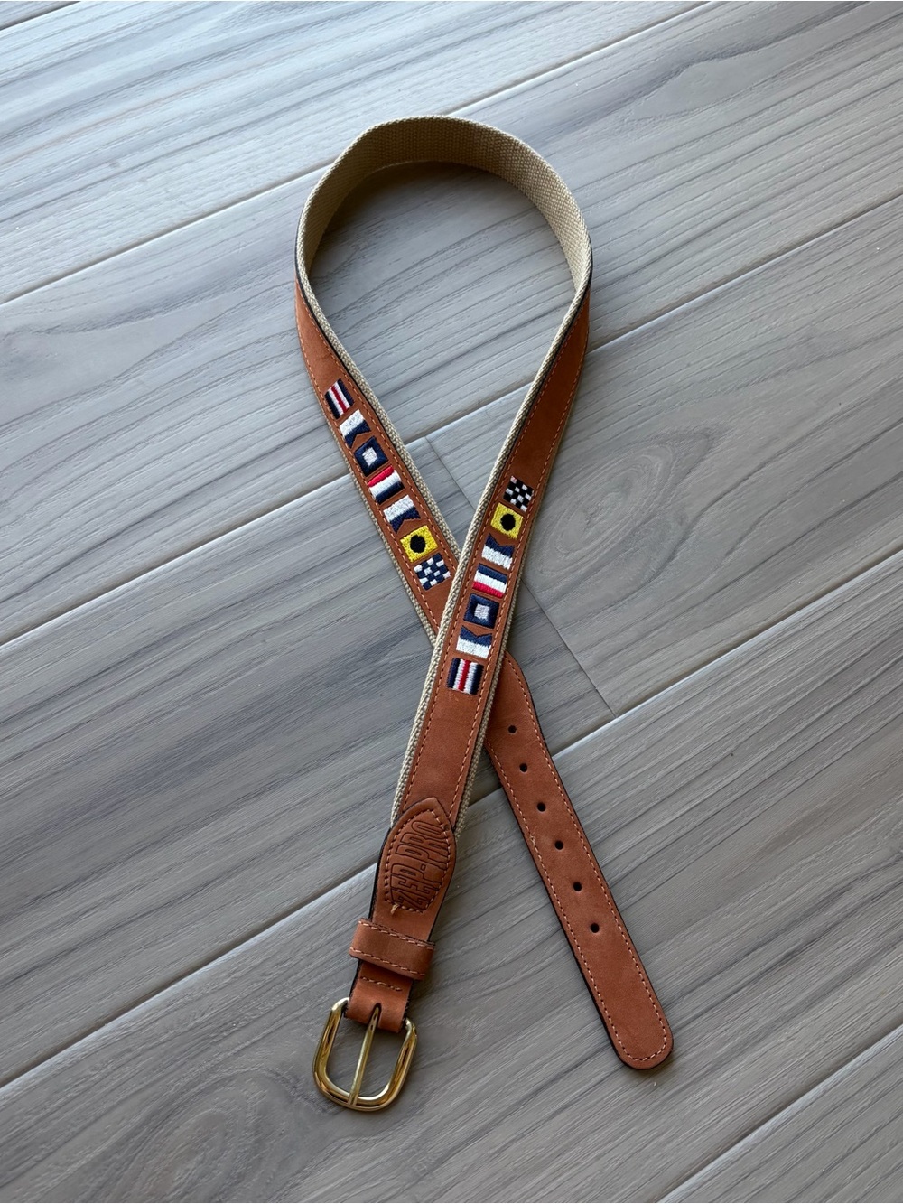 Zep-Pro Embroidery Flag Tan Leather Belt